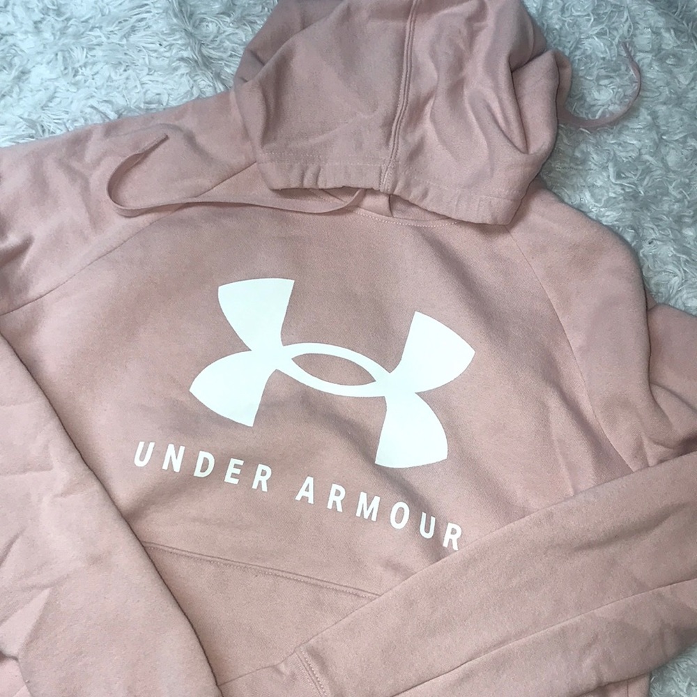Ladies Under Armour Hoodie Pink Rose Heat Gear